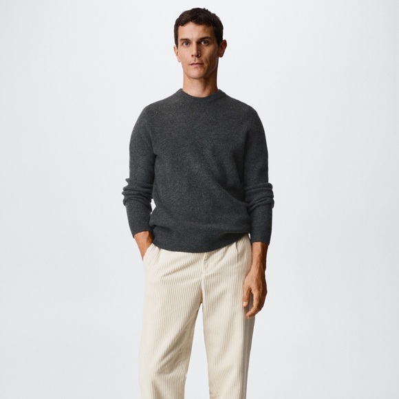 MANGO Structured Men’s Crew Neck Sweater Grey NWT XL - Picture 6 of 11